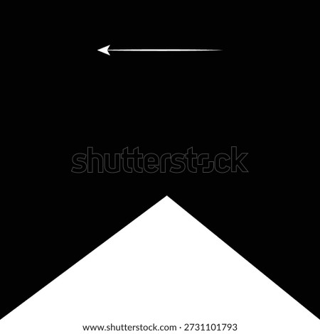 Black banner flag shape with white arrow pointing left
