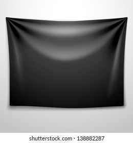 Black banner with folds. Vector background