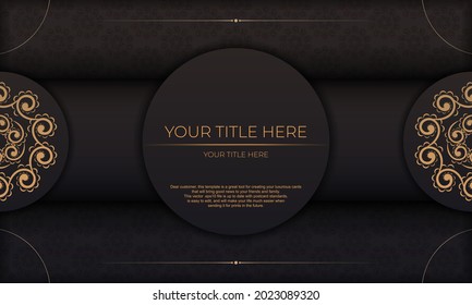 Black banner of gorgeous vector patterns with mandala ornaments and place for your text. Invitation card design with mandala patterns.