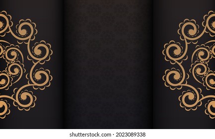 Black banner of gorgeous vector patterns with mandala ornaments and place under text. Print-ready invitation design with mandala patterns.