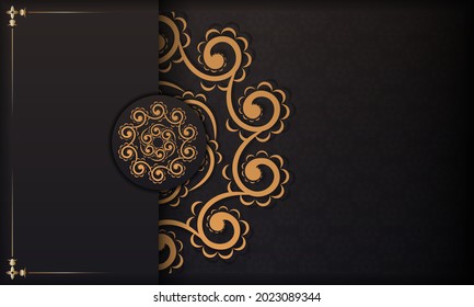 Black banner of gorgeous vector patterns with mandala ornaments and place under text. Print-ready invitation design with mandala patterns.