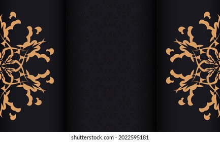 Black banner with Indian ornaments and place under the text. Print-ready invitation design with mandala patterns.