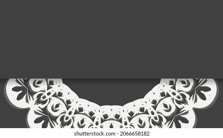 Banner negro con un patrón blanco indio y lugar para tu logo o texto