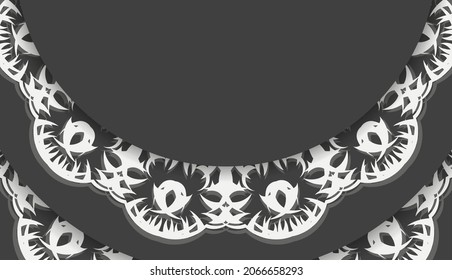 Black banner with Indian white pattern and place for your logo