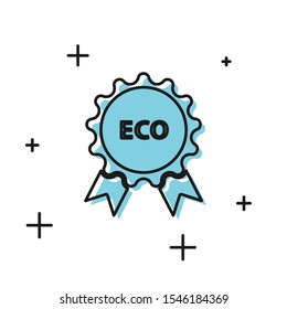 Black Banner, label, tag, logo for eco green healthy food icon isolated on white background. Organic product. Healthy food sticker.  Vector Illustration