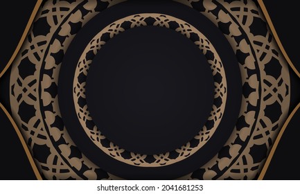 Black banner with luxurious brown ornament and place for your text