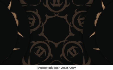 Black banner with luxurious brown ornamentation and space for your logo or text