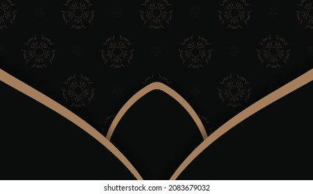 Black banner with luxurious brown pattern for design under your logo or text