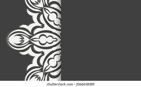 Black banner with mandala white ornament and place for your text