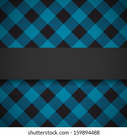 Black Banner On Blue Seamless Lumberjack Plaid Background