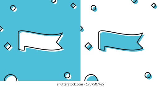 Black Banner ribbon icon isolated on blue and white background. Random dynamic shapes. Vector Illustration