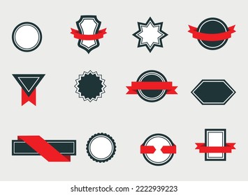 Banderas negras y rayas. Grupo vectorial de iconos planos y etiqueta. Cintas negras para el ganador. Imagen de archivo.