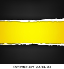 Black Banner With Ripped Paper With Gradient Background, Vector Illustration