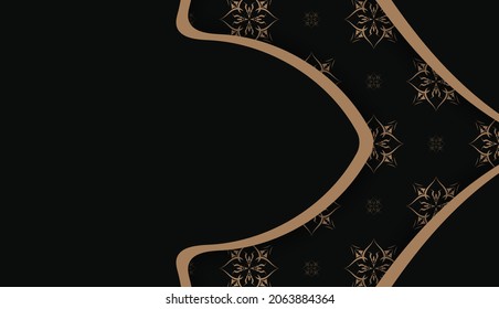 Black banner template with luxurious brown pattern and space for logo or text