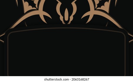 Black banner template with vintage brown pattern and space for your logo
