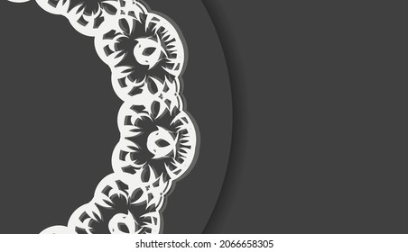 Banner negro con un patrón blanco vintage y espacio para tu logotipo