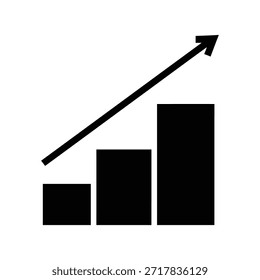 Gráfico de barras negras con flecha de tendencia ascendente crecimiento gráfico ascendente