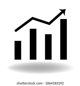 Black bar graph icon on white background