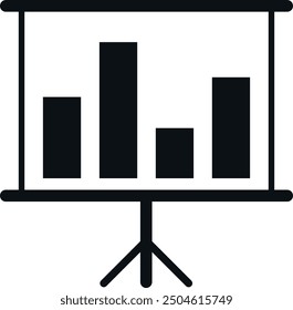 Schwarzer Balkendiagramm auf Stativständer, einfache Infografik für Geschäftspräsentation oder Datenanalyse.