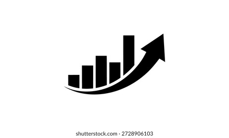 Gráfico de barras negras con gráfico de barras de flecha de tendencia ascendente
