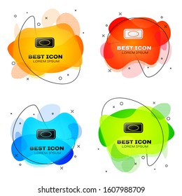 Black Bar of soap with foam icon isolated on white background. Soap bar with bubbles. Set abstract banner with liquid shapes. Vector Illustration
