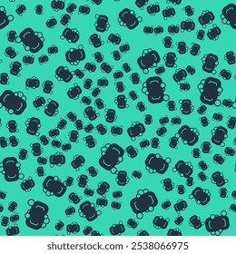 Black Bar of soap icon isolated seamless pattern on green background. Soap bar with bubbles.  Vector