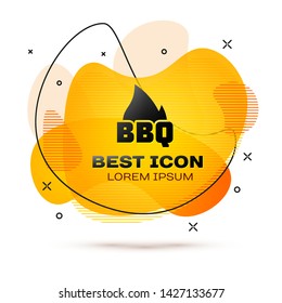 Black Barbecue fire flame icon isolated on white background. Heat symbol. BBQ grill party. Fluid color banner. Vector Illustration