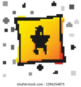 Black Barbecue grill icon isolated on white background. BBQ grill party. Yellow square button. Vector Illustration