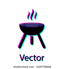 Black Barbecue grill icon isolated on white background. BBQ grill party. Vector Illustration