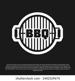 Black Barbecue grill icon isolated on black background. Top view of BBQ grill. Steel grid. Vector Illustration