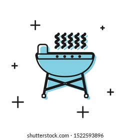 Black Barbecue grill icon isolated on white background. BBQ grill party.  Vector Illustration