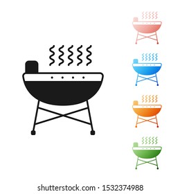 Black Barbecue grill icon isolated on white background. BBQ grill party. Set icons colorful. Vector Illustration
