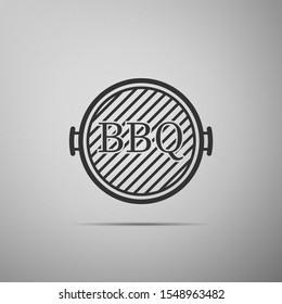 Black Barbecue grill icon isolated on grey background. Top view of BBQ grill. Flat design. Vector Illustration