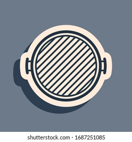 Black Barbecue Grill Icon Isolated On Grey Background. Top View Of BBQ Grill. Long Shadow Style. Vector Illustration