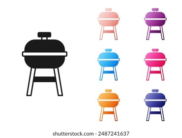 Black Barbecue grill icon isolated on white background. BBQ grill party. Set icons colorful. Vector