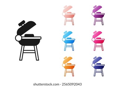 Black Barbecue grill icon isolated on white background. BBQ grill party. Set icons colorful. Vector