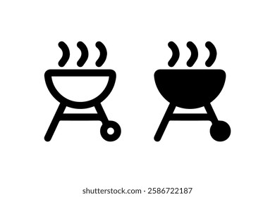 Black barbecue grill icon for outdoor cooking Vector