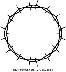 Black barbed wire circle with sharp spikes Vector