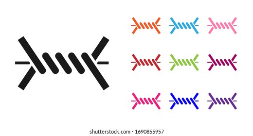 Black Barbed wire icon isolated on white background. Set icons colorful. Vector Illustration