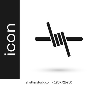 Icono de alambre de púas negras aislado en fondo blanco.  Vector