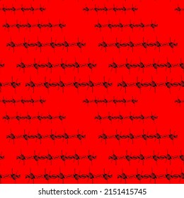 Schwarzer Stacheldraht auf rotem Hintergrund, nahtloses Muster, Stoffdesign, Tapeten und Fliesen, Vektorgrafik