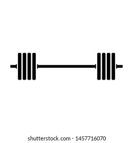 Black barbell icon. Vector drawing. Isolated object on white background. Isolate.