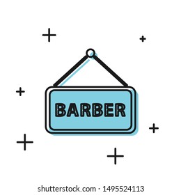 Black Barbershop icon isolated on white background. Hairdresser logo or signboard.  Vector Illustration