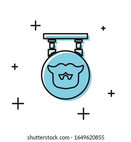 Black Barbershop icon isolated on white background. Hairdresser logo or signboard.  Vector Illustration