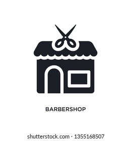 black barbershop isolated vector icon. simple element illustration from hotel and restaurant concept vector icons. barbershop editable logo symbol design on white background. can be use for web and