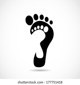 Black bare and white footsteps on white background