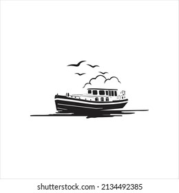 Black Barge logo design image for Sea transportation and barge boat logo vector