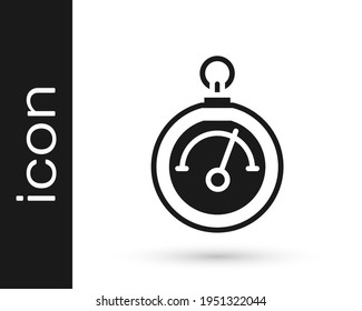 Black Barometer Icon Isolated On White Background.  Vector