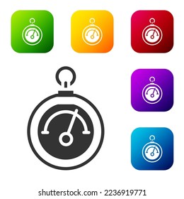 Schwarzes Barometer Symbol einzeln auf weißem Hintergrund. Die Symbole werden in den Tasten für das Farbquadrat eingestellt. Vektorgrafik