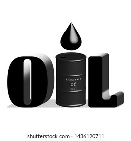 Black barrel with a drop and the letters designating the word oil